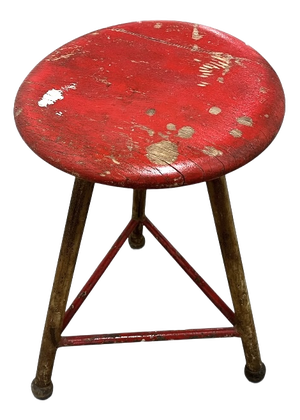 Early 20th Century Brutalist Workshop Stool in Steel and Wood, Germany