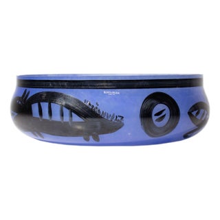 Kosta Boda “Caramba” Blue Glass Bowl by Ulrica Hydman Vallien For Sale