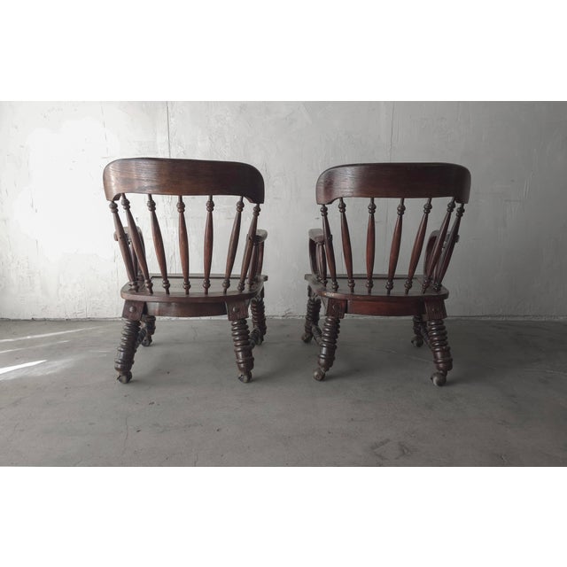 Pair of Antique English Jacobean Windsor Lounge Chairs For Sale - Image 9 of 12