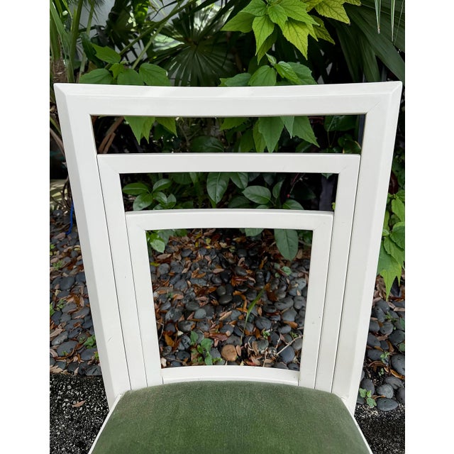 1980s Postmodern Lacquered Dining Chairs Newly Reupholstered - Set of 4 Offwhite For Sale - Image 9 of 11