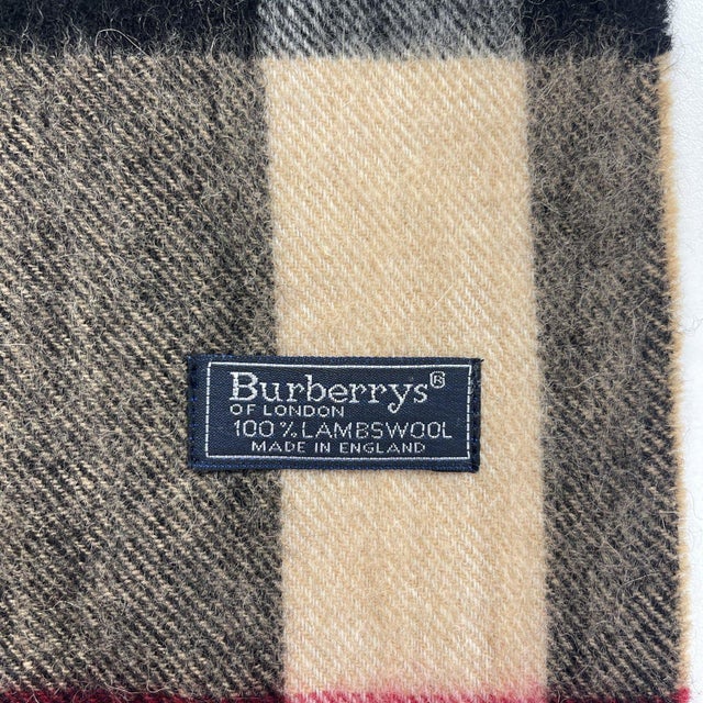 Textile Burberry Beige Plaid 100% Wool Scarf For Sale - Image 7 of 8