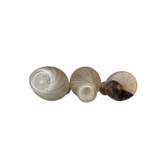 Murano Mezza Filigrana Art Glass White and White and Black Pin Stripe Swirl Vases- Set of 3 For Sale - Image 17 of 18