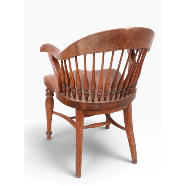Stylish Turn of the Century Oak Office Chair For Sale - Image 9 of 10