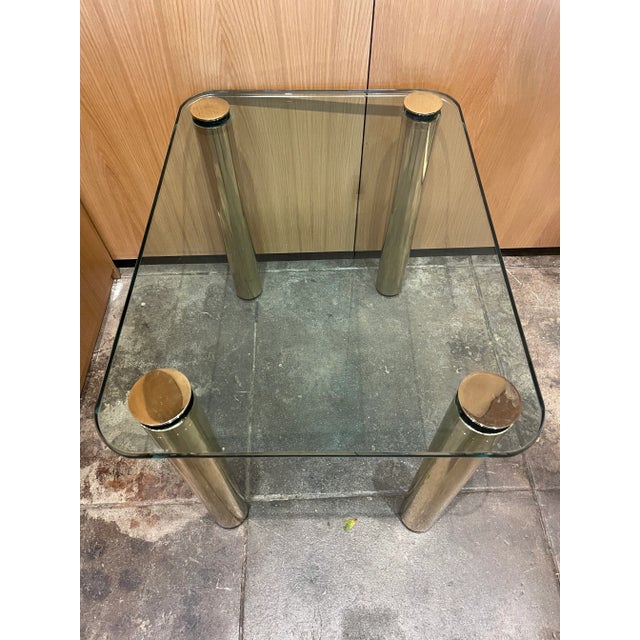 Vintage Pace Collection Brass and Glass Side Table For Sale In Los Angeles - Image 6 of 10