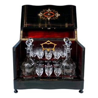 French Napoleon III Cave a Liqueur Travel Bar, 1870s-1880s, Set of 21 For Sale