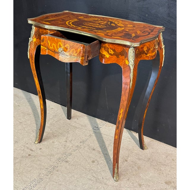 19th Century French Marquetry Lamp Table, 1890 For Sale - Image 5 of 16