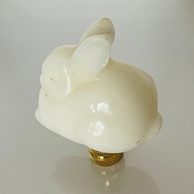 Figurative Vintage Alabaster Rabbit Figurine Lamp Finial For Sale - Image 3 of 4