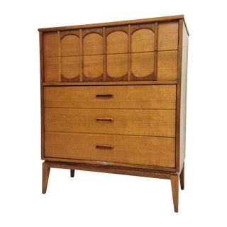 Mid-Century Modern Walnut Highboy Dresser For Sale