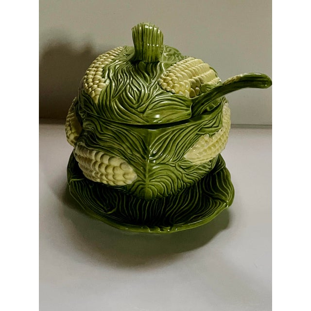 Mid 20th Covered Corn Tureen With Ladle & Serving Platter For Sale - Image 9 of 12