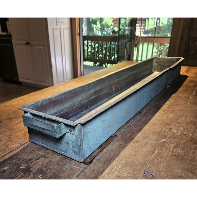 Copper 19th Century Hand-Fabricated Copper Processing Trough With Double Handles, 43" For Sale - Image 8 of 17