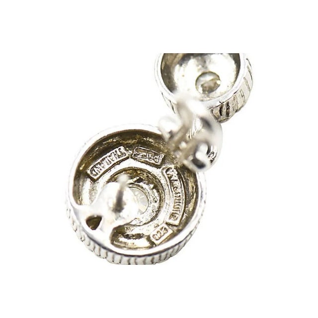 CZ Sterling Silver Dangling Drop Earrings - 2 Pieces For Sale In Miami - Image 6 of 6