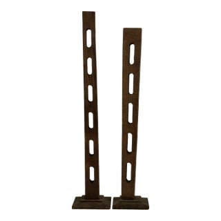 Pair of Towering Carved Mid 20th Century Wooden Sculptures For Sale