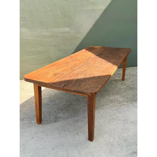 Vintage Rustic Wide Plank Wood Farm Table For Sale - Image 14 of 15
