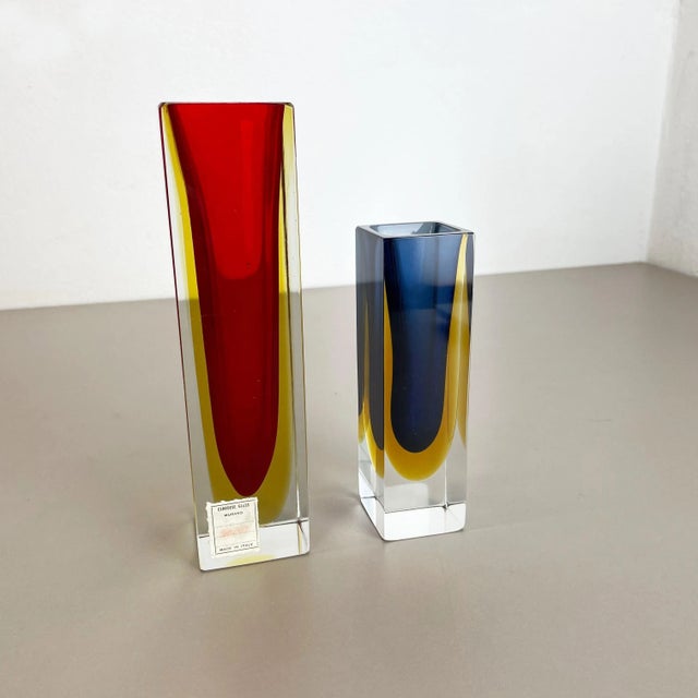 Italian Faceted Sommerso Vases in Murano Glass from Cenedese Vetri, 1970s, Set of 2 For Sale - Image 3 of 18