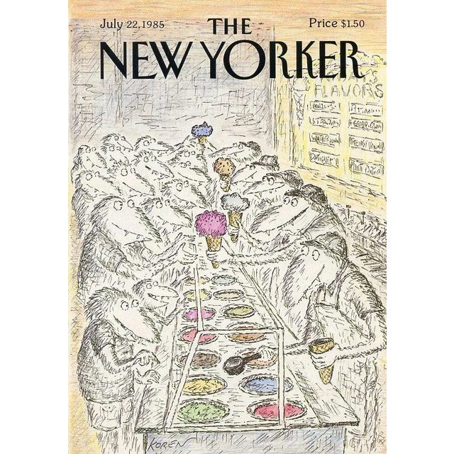 1985 New Yorker Magazine Cover, July 22 (Ed Koren), Original Vintage Cover, Ice Cream For Sale