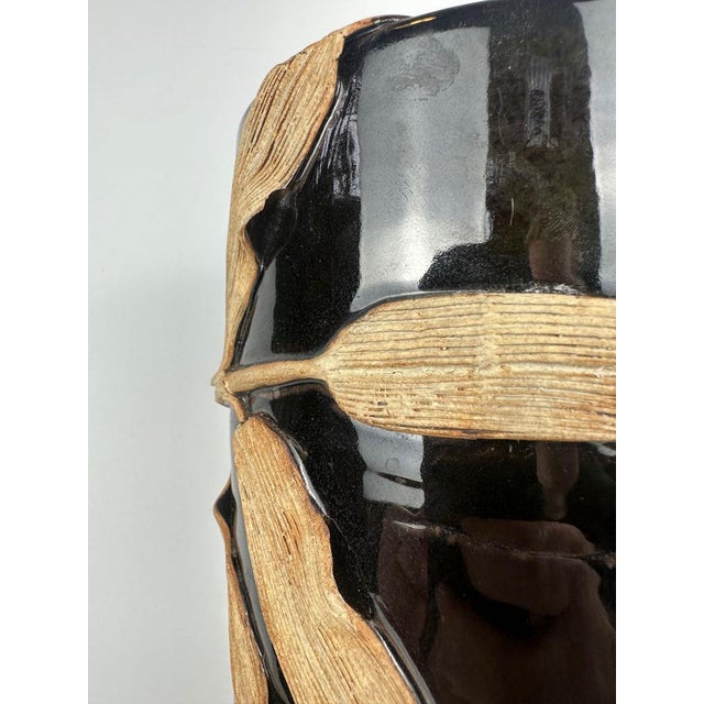 Vintage Vase with Bamboo Relief in Ceramic, 1970s For Sale - Image 6 of 10