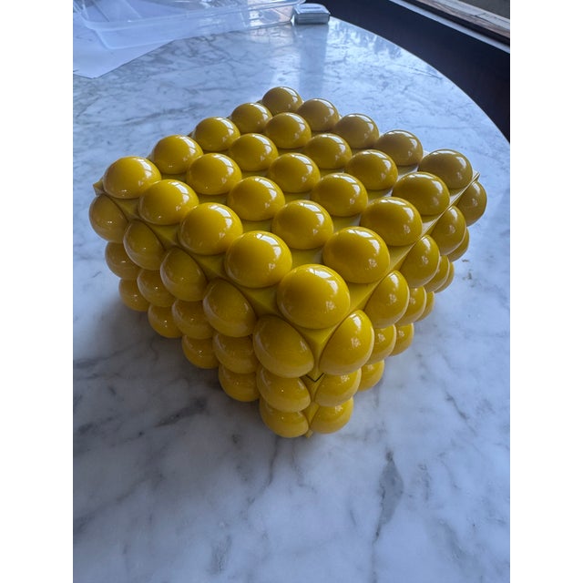 Yellow Bubble Resin and Wood Heavy Decorative Box With Lid For Sale - Image 11 of 12