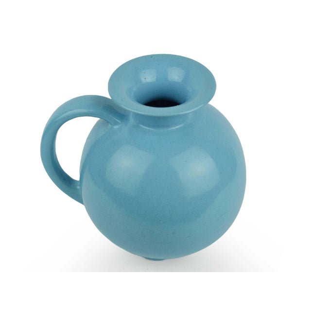 Mid 20th Century Mid 20th Century Mid Century Modern Blue Matte Ball Pitcher/Jug Art Pottery For Sale - Image 5 of 6