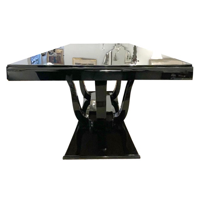 1930s Art Deco Dining Table in Black Lacquer, 1930 For Sale - Image 5 of 13