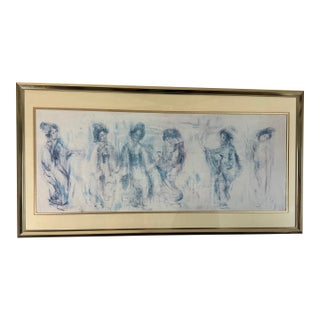 Vintage Framed Figurative Artwork, Circa 1990s' For Sale