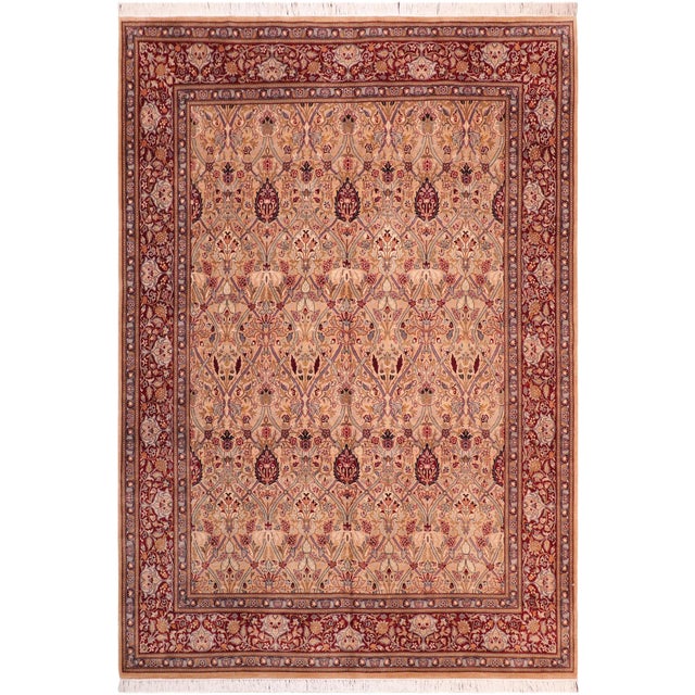 Shabby Chic Pak-Persian Tan/Red Wool Rug - 8'4'' X 10'3'' For Sale - Image 9 of 9