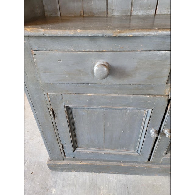 Antique Rustic One Piece Pine Dresser From Southern England in a Wonderful Grey/Blue Color - Circa 1890 For Sale - Image 15 of 17