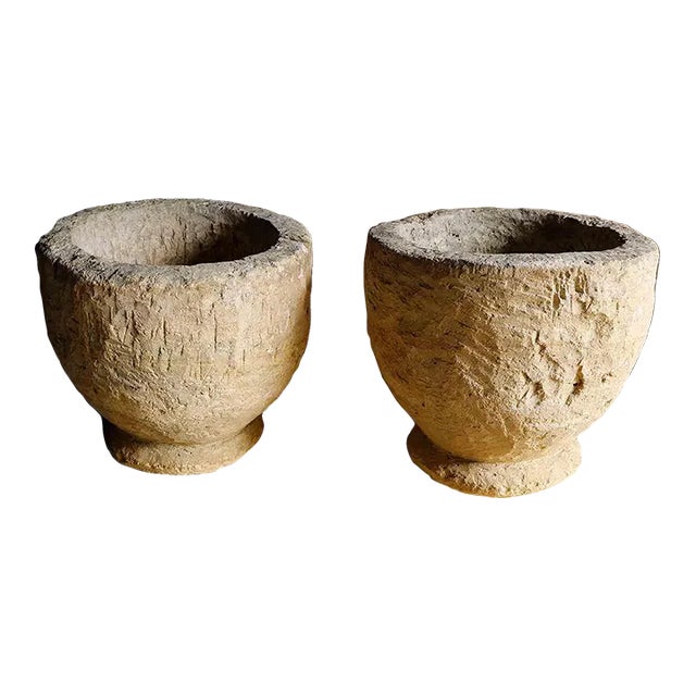 Antique French Urns - Hand Carved Limestone - A Pair For Sale
