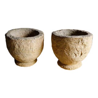 French Limestone Urns - Hand Carved - A Pair For Sale