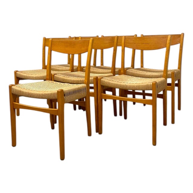 Vantage Danish Mid Century Modern Dining Chair Set of 7 Attributed to Skovmand & Andersen for Moreddi For Sale