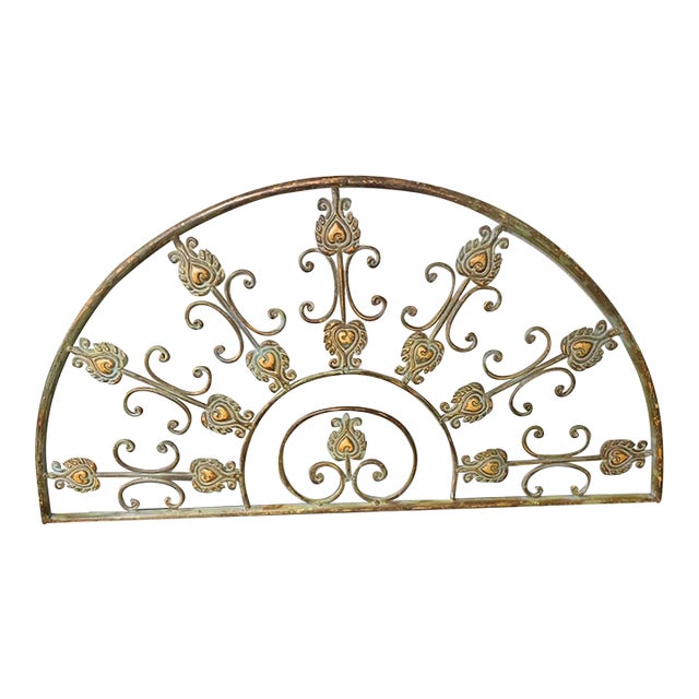 1970s French Demilune Wrought Iron Transom Grille Wall Art For Sale