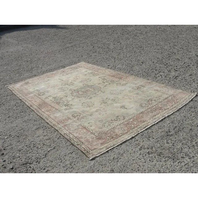 Hand Wowen Wool Turkish Rug, Oushak Rug,Vintage Oushak Rug,Beatifull Color Combination Turkish Retro Rug, Home Decor 6'7" X 9'4" Ft For Sale In Houston - Image 6 of 11