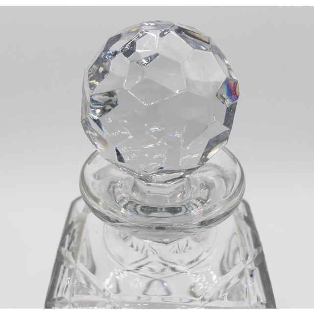 Circa 1900 English Cut Corner Square Decanter With Stopper For Sale - Image 4 of 4
