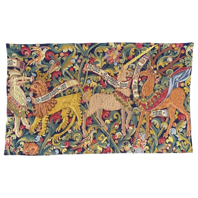 French Aubusson Style Jacquard Tapestry with Medieval Design For Sale