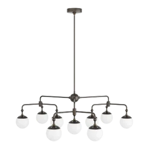 Arteriors Modern Bronze Frosted Glass Globe Uticia Chandelier