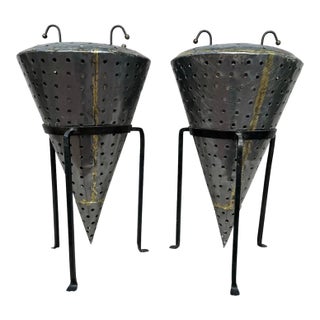 Vintage Industrial Candle Holders and Stands - a Pair For Sale