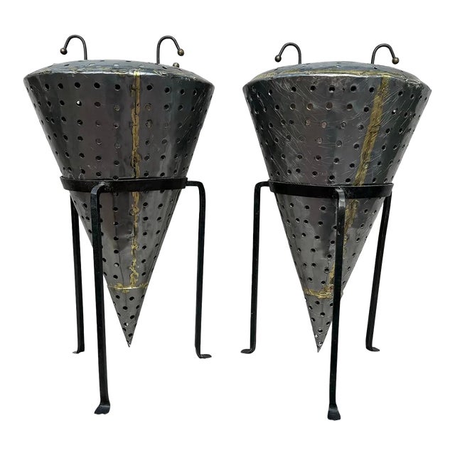 Vintage Industrial Candle Holders and Stands - a Pair For Sale