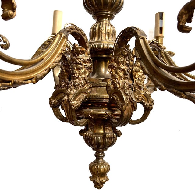 Metal French Baroque Style Bronze Mazarin Six-Light Chandelier For Sale - Image 7 of 9