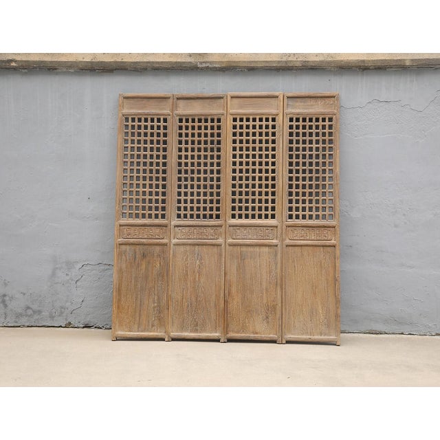 Set of 4 Antique Chinese Carved Pine Wall Panels/Doors/Screens For Sale - Image 4 of 5