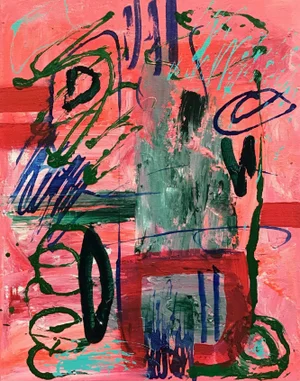 “Pink Dessert” Mixed Media Painting by Stephen Stilgenbauer