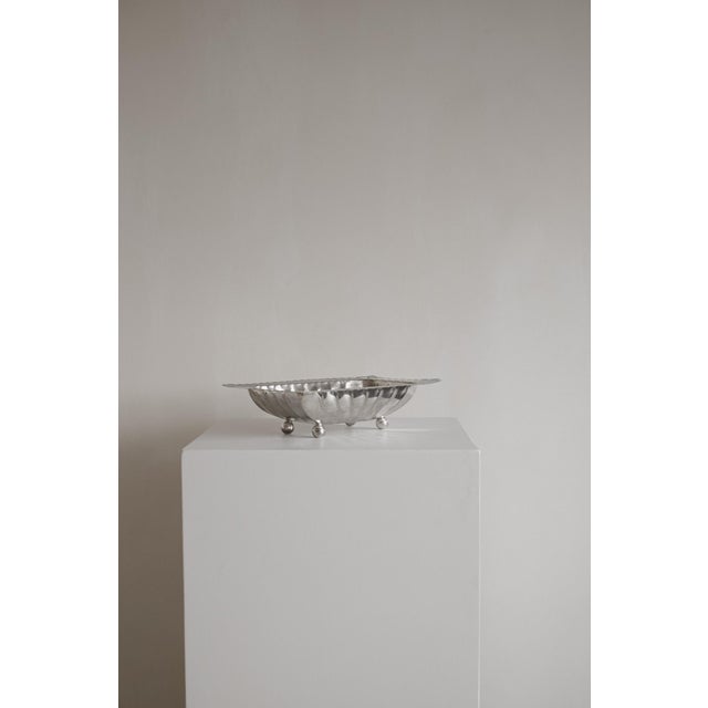Vintage Silver-Plated Fluted Dish For Sale - Image 6 of 10