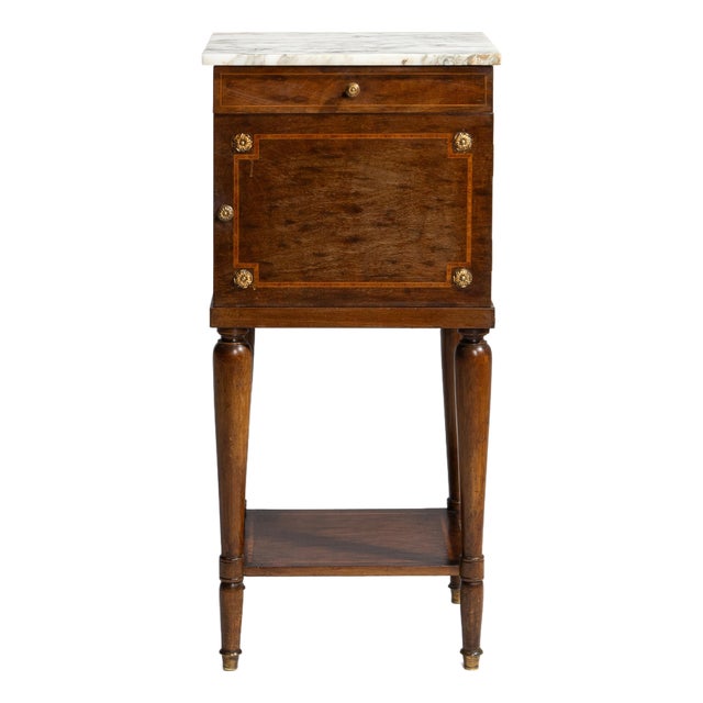 19th Century Eclectic Marble-Top Side Table With Brass Accents For Sale