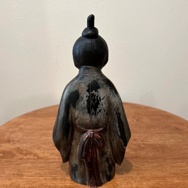 Vintage Japanese Bronze Sculpture of Young Monk Artist Signed Stamp Original For Sale - Image 9 of 13