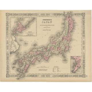 Antique Map of Japan from Johnson & Ward, 1865 For Sale