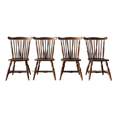 Vintage Heywood Wakefield Fan Back Windsor Dining Chairs, Set of 4 For Sale