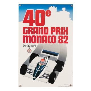 40E Grand Prix De Monaco 1982 Limited Edition Motorsport Poster by J. Grognet For Sale