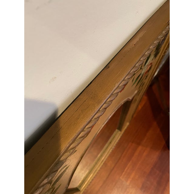 Vintage French Country Revival Hand-Painted Floral Mirror With Crackle Finish For Sale In Chicago - Image 6 of 9