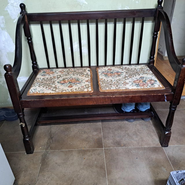 1950s Mid Centuury Wood Bench For Sale - Image 6 of 11