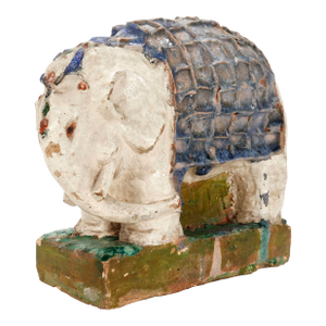 Martha J Cornwell American Arts & Crafts Glazed Terracotta Elephant Sculpture