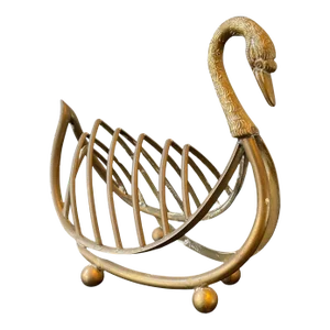 1960s Miniature Maison Jansen Style Italian Brass Swan Rack