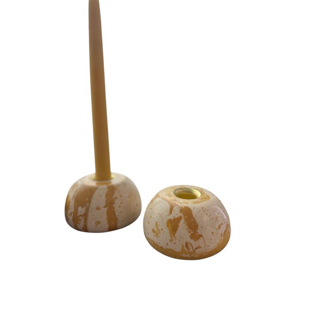 Pair of Scagliola Candle Stick Holders, With Gift Box For Sale - Image 4 of 7